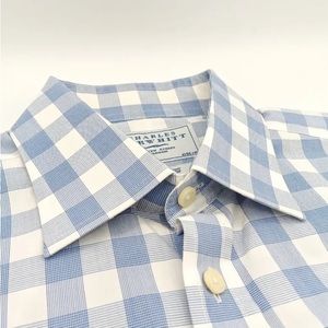 Charles Tyrwhitt Men's Button Up Slim Fit Dress Shirt 16x34 Blue Check.